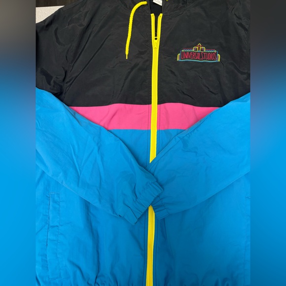 Universal Studios Nylon Windbreaker Adult Large Colorblock Full Zip Jacket Retro - Picture 11 of 13